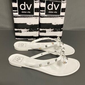 Dolce Vita White Sandals with Silver Studs womens 8